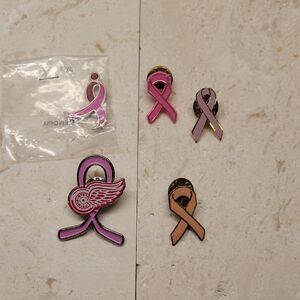 Pink Ribbon Awareness Pins Set